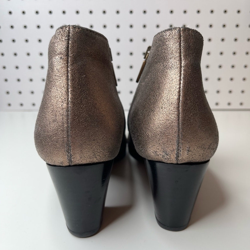 Italeau Marisa Booties EU 39 US 8.5 Gold Leather Waterproof Block Heel Metallic - Picture 5 of 16